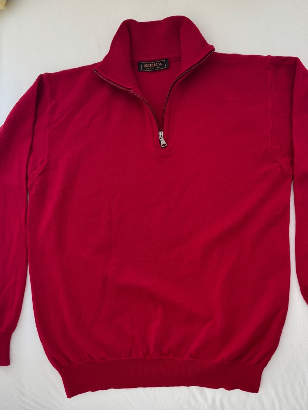 Men's 100% Merino wool red Quarter-Zip Sweater